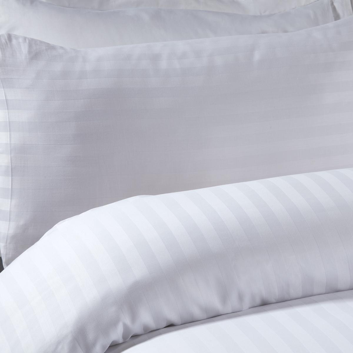 Luxury Satin Stripe Duvet Cover and Pillowcase Set - White / King – image 3