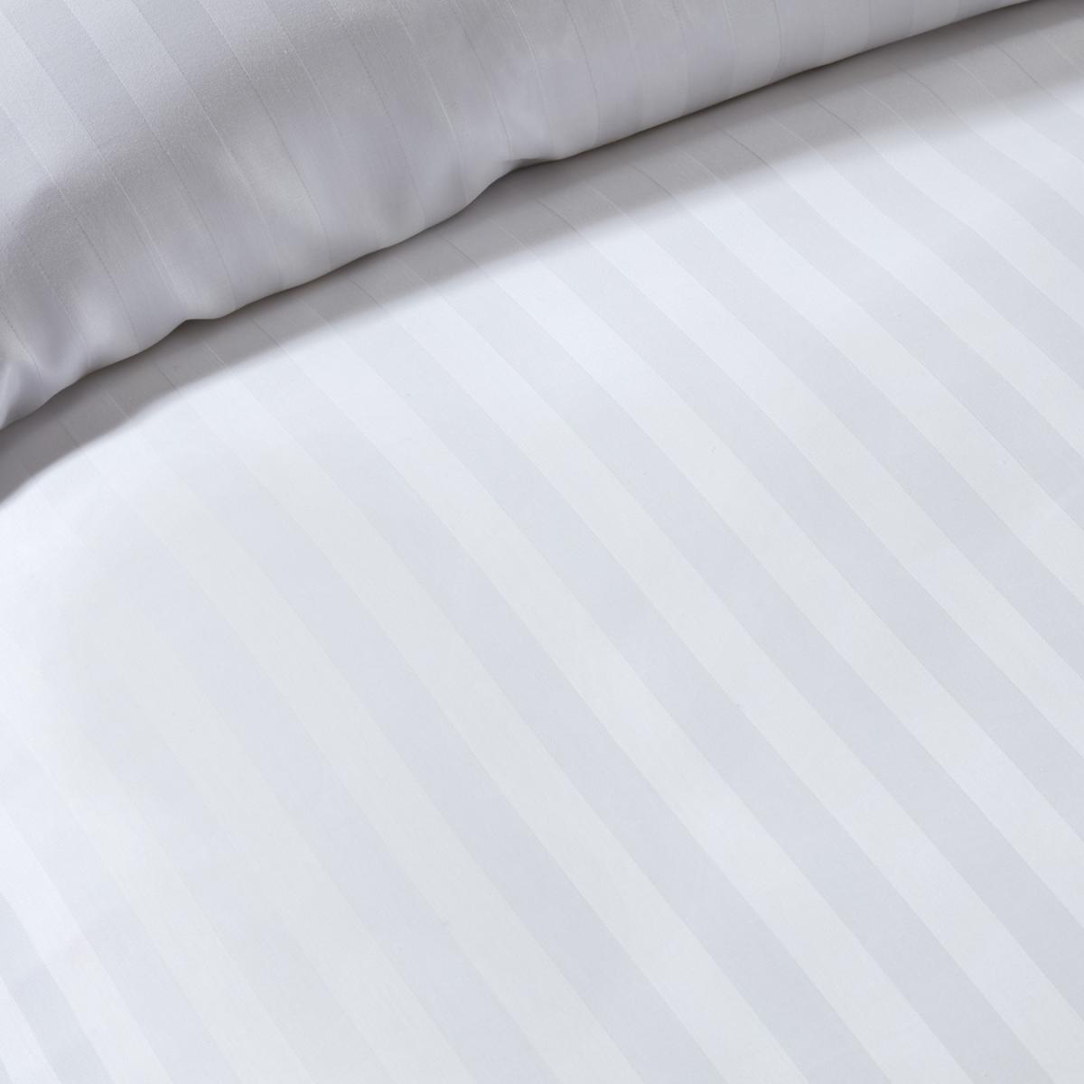Luxury Satin Stripe Duvet Cover and Pillowcase Set - White / King – image 4