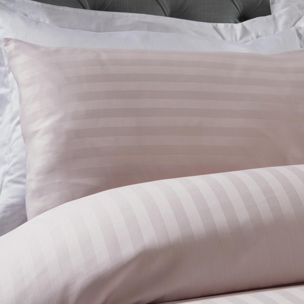 Luxury Satin Stripe Duvet Cover and Pillowcase Set - White / King – image 10