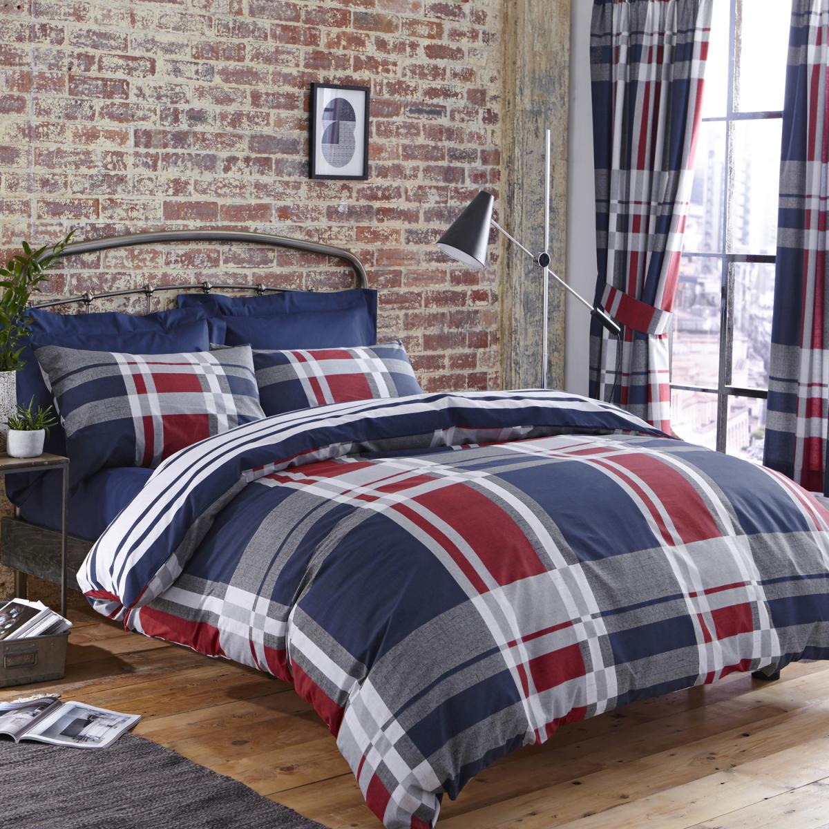 Carsron Red and Blue Duvet Cover Set - Red / Blue / King Duvet Set – image 1
