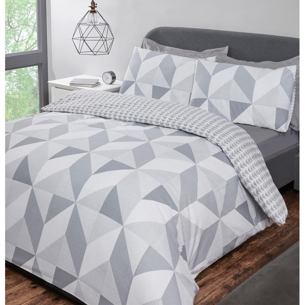 Boston Geo Duvet Cover and Pillowcase Set - Grey / King – image 3