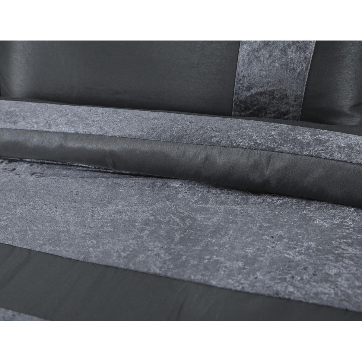 Velvet Charcoal Panel Duvet Cover and Pillowcase Set - King – image 2