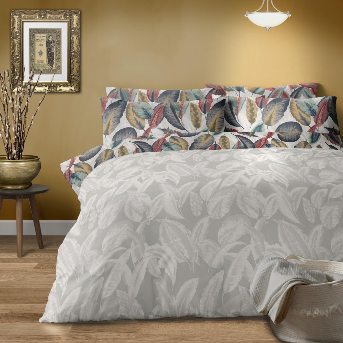 Antique Leaf Red Grey Duvet Cover Set - Red/Grey / King Duvet Set – image 2