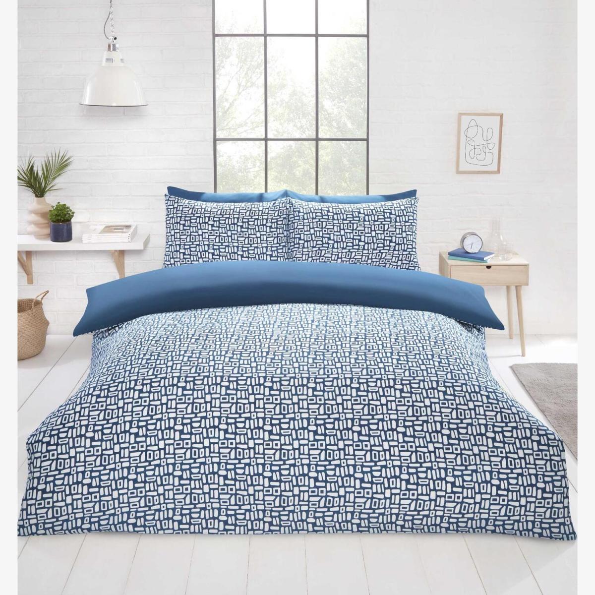 Pebbles Geo Duvet Cover Set - Blue / King