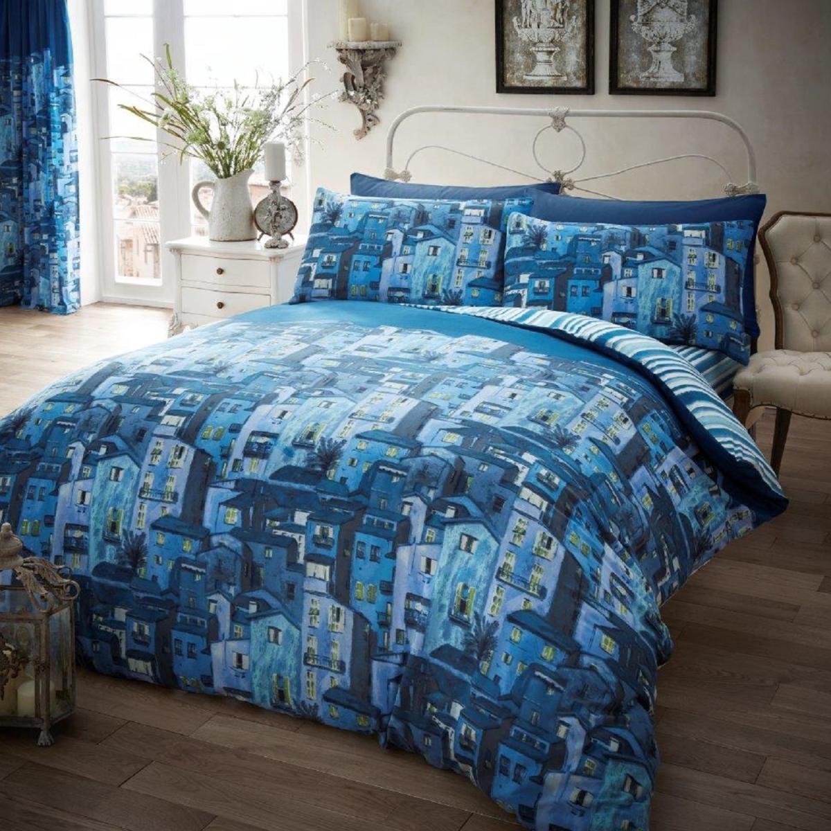 Luxury Rural Italy Duvet Cover and Pillowcase Set - Teal / King