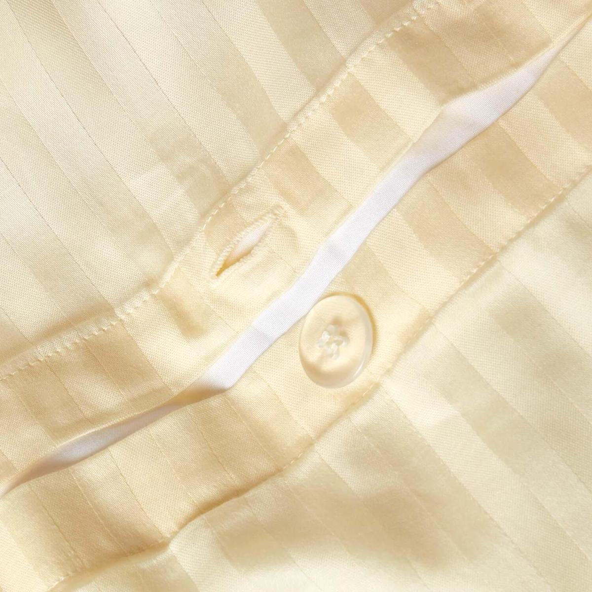Satin Stripe Egyptian Cotton Duvet Cover with Pillowcase - Pastel Yellow / King – image 3