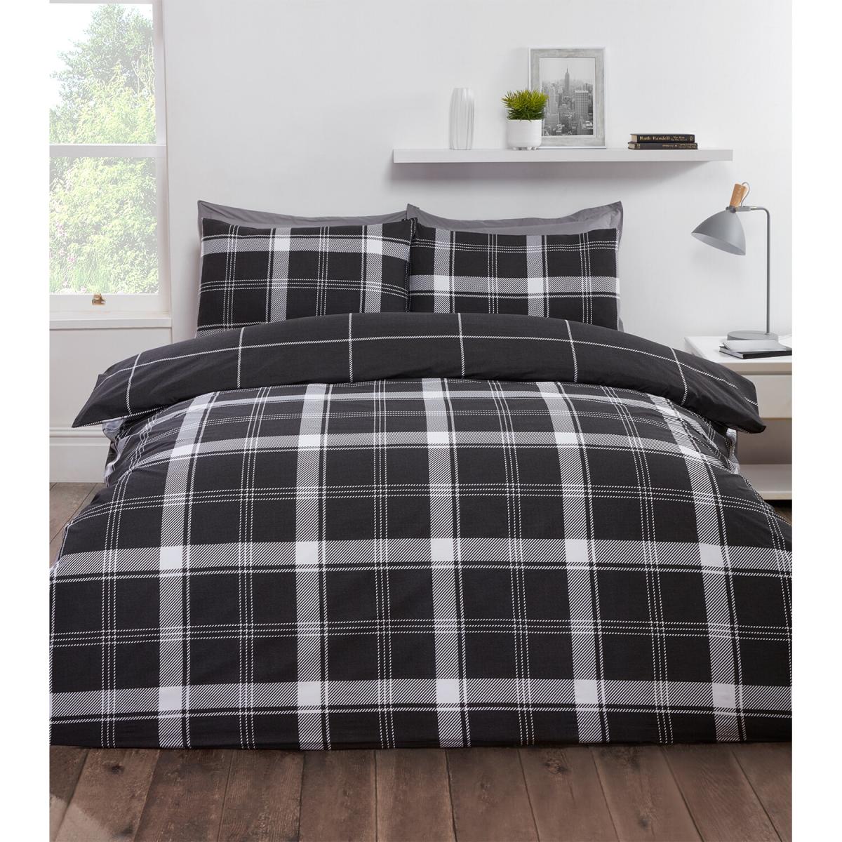 Langley Check Duvet Cover and Pillowcase Set - Ochre / King – image 7