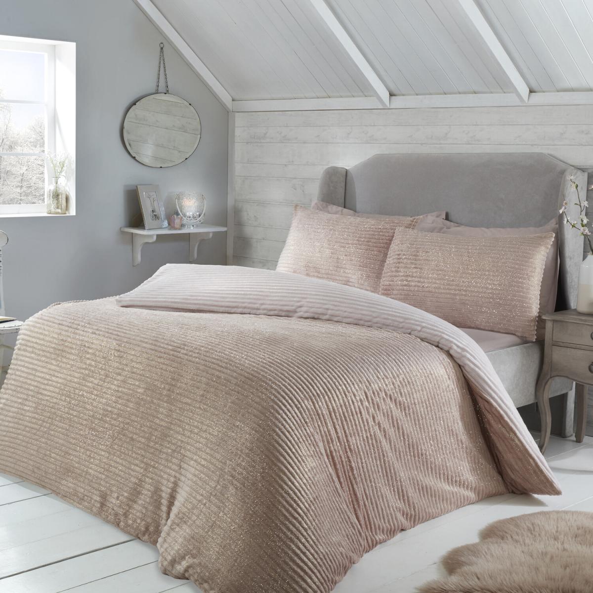 Sparkle Fleece Duvet Cover and Pillowcase Set - Grey / King – image 3