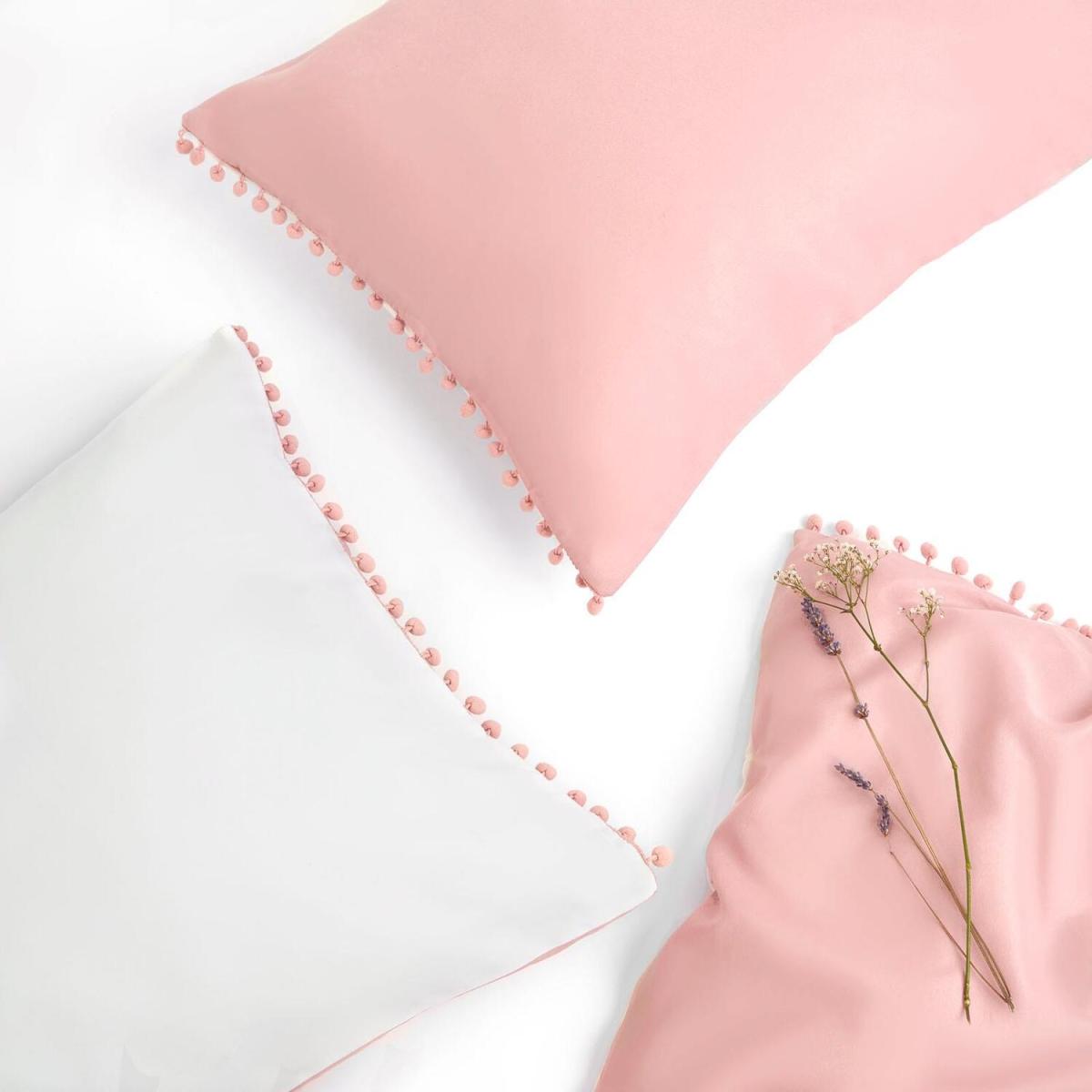 Dreamscene Pom Pom Trim Duvet Cover with Pillowcase Bedding Set - Pink / King – image 4