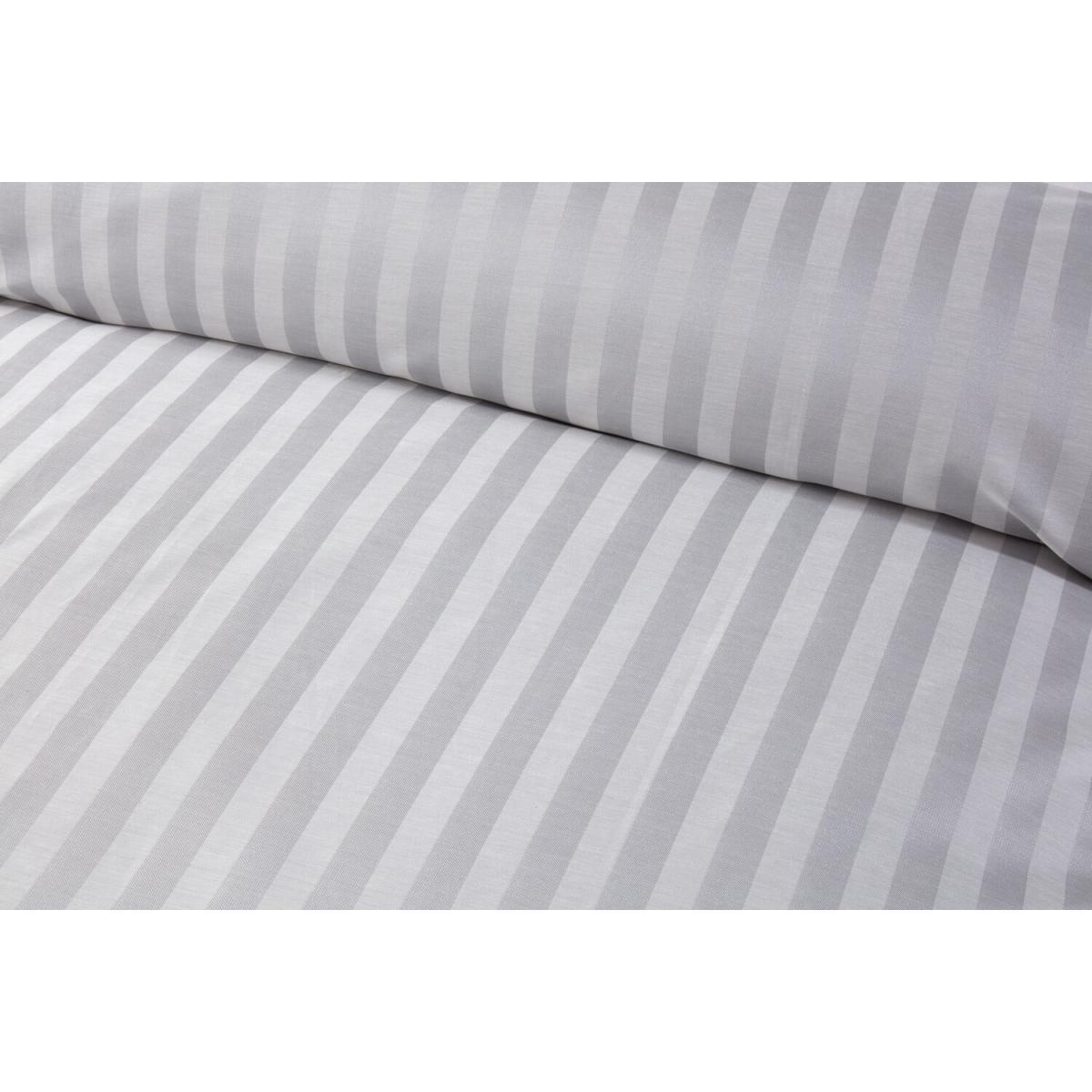 Monaco Satin Stripe Duvet Cover and Pillowcase Set - Silver / King – image 3