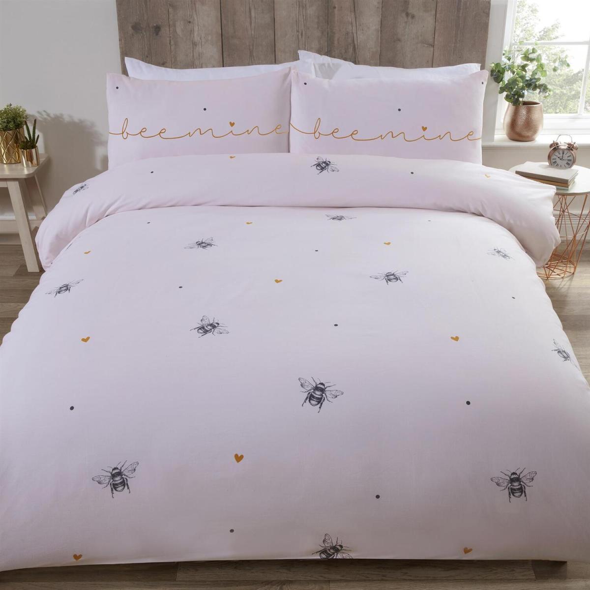 Bee Mine Animal Duvet Cover Set - Pink / King