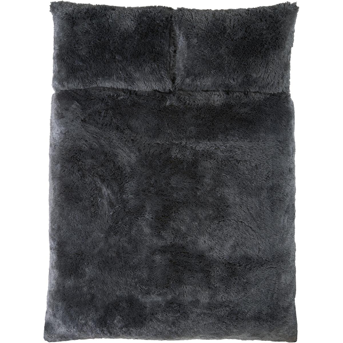 Shaggy Faux Fur Duvet Cover and Pillowcase Set - Charcoal / King – image 3