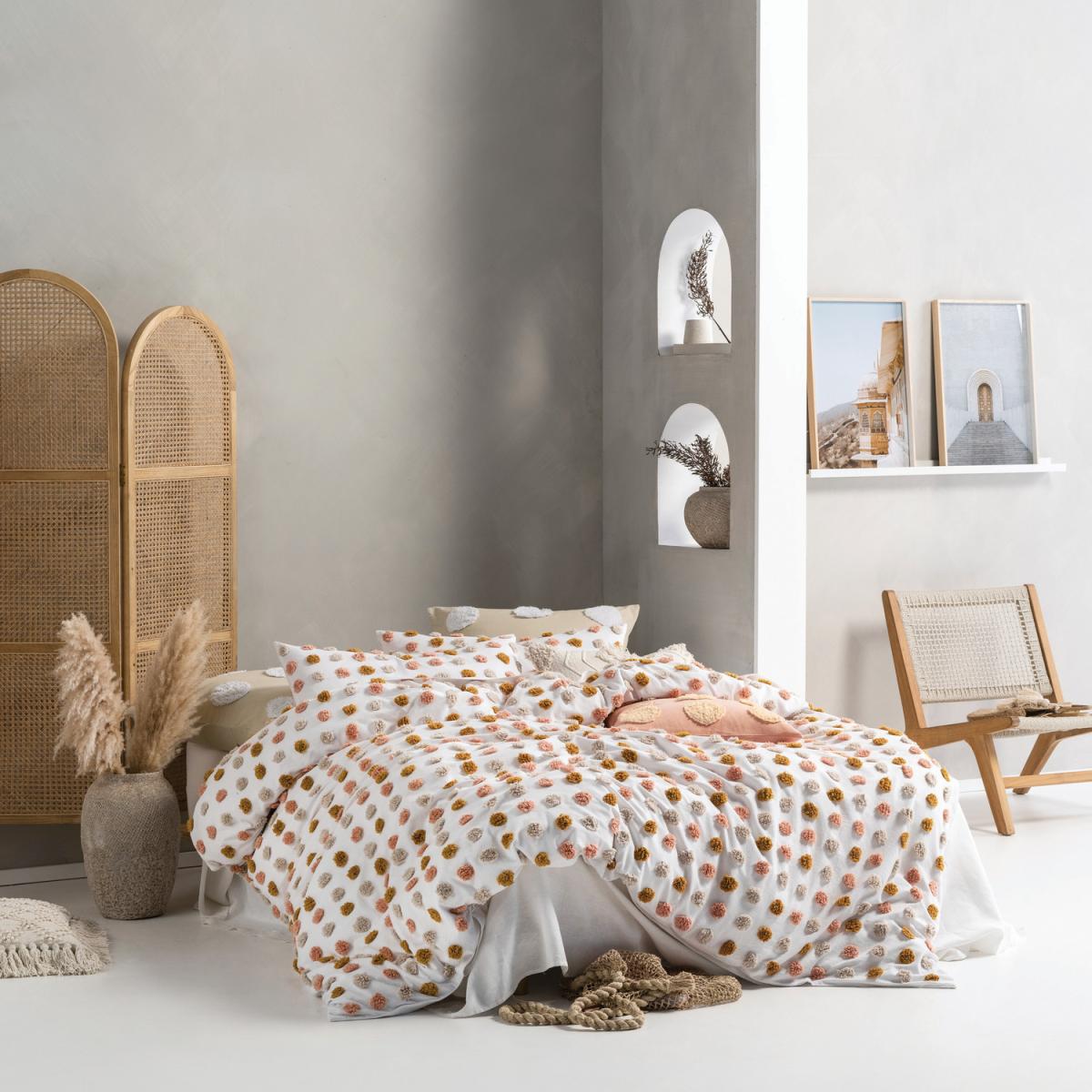 Tufted Polka Dot Duvet Cover Set - Pink/Sand / King – image 5