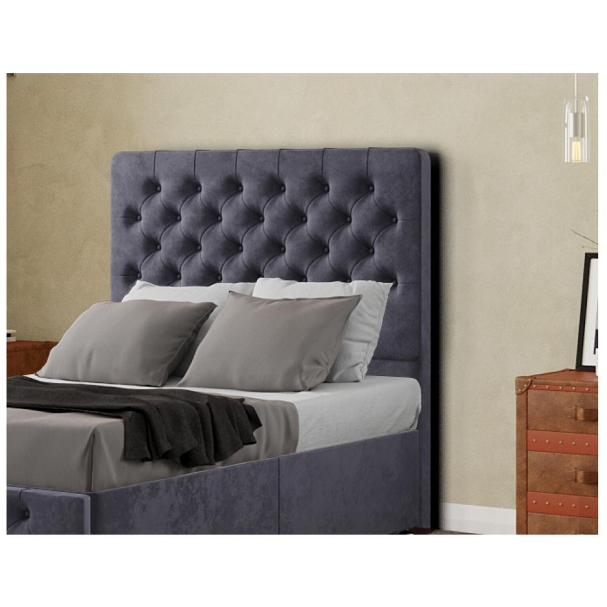 Mary Chesterfield Headboard Floor Standing  Matching Buttons Plush - Steel / King – image 4