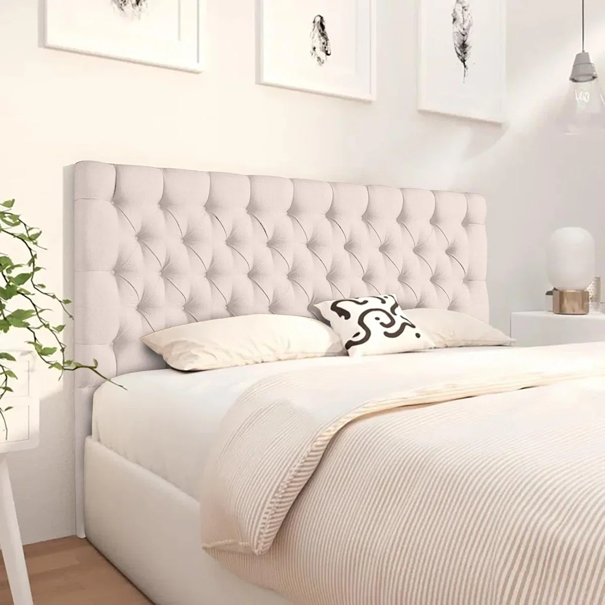 Merland 54 inch Floorstanding Headboard Plush Velvet - Blush / King