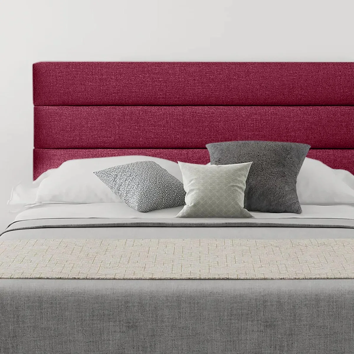 Romford 54 inch Floorstanding Headboard Plush Velvet - Maroon / King