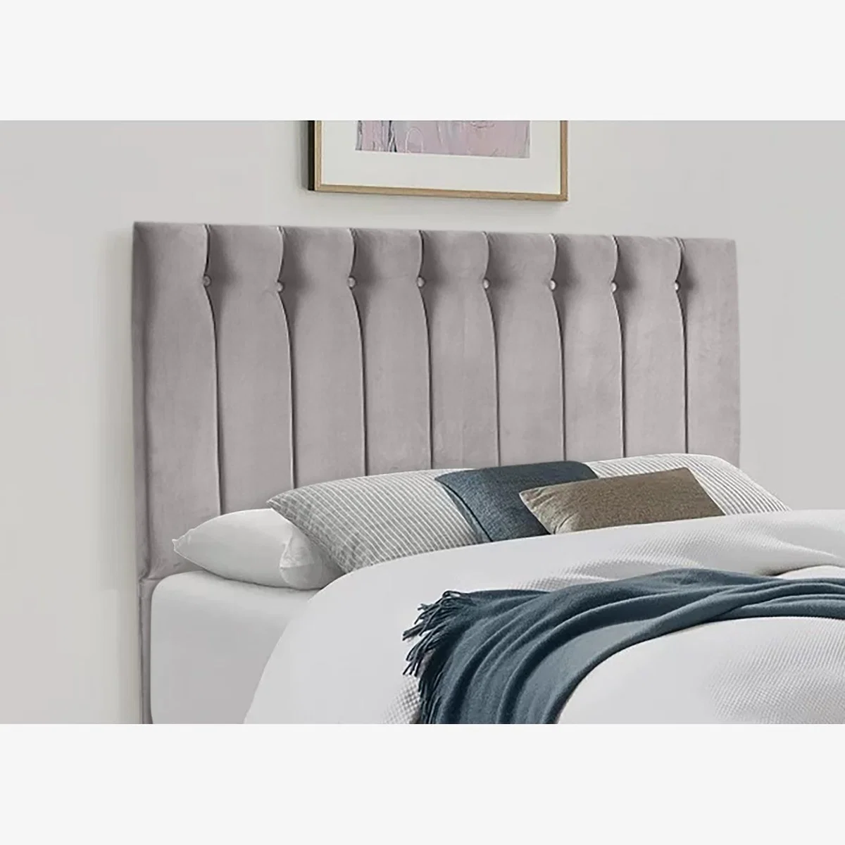Genie 54 inch Floorstanding Headboard Plush Velvet - Silver / King