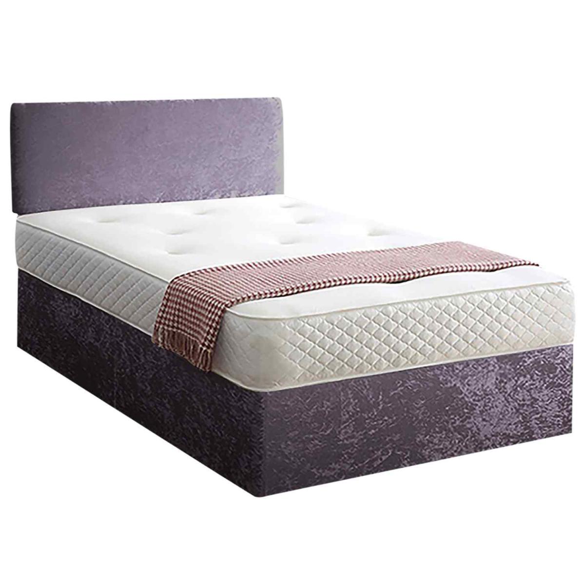 Loria Divan Bed Set with Headboard and Mattress - Chenille Fabric, Non Storage - Silver / King – image 11