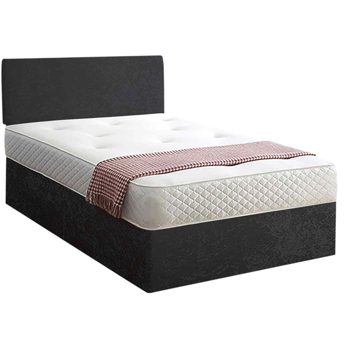 Loria Divan Bed Set with Headboard and Mattress - Chenille Fabric, Non Storage - Silver / King – image 4