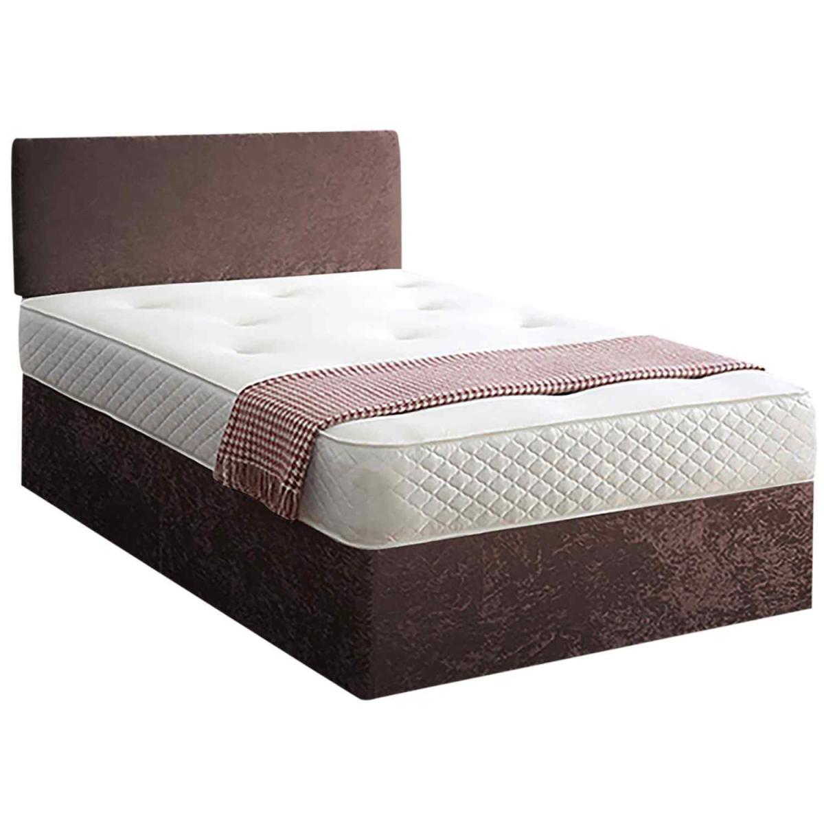 Loria Divan Bed Set with Headboard and Mattress - Chenille Fabric, Non Storage - Silver / King – image 6