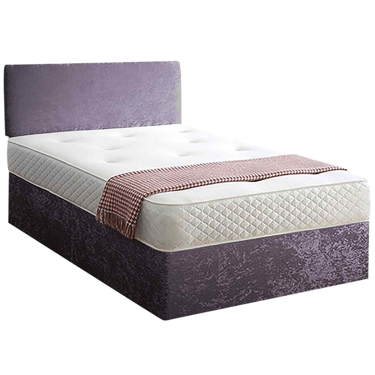 Loria Divan Bed Set with Headboard and Mattress - Chenille Fabric, Non Storage - Silver / King – image 8
