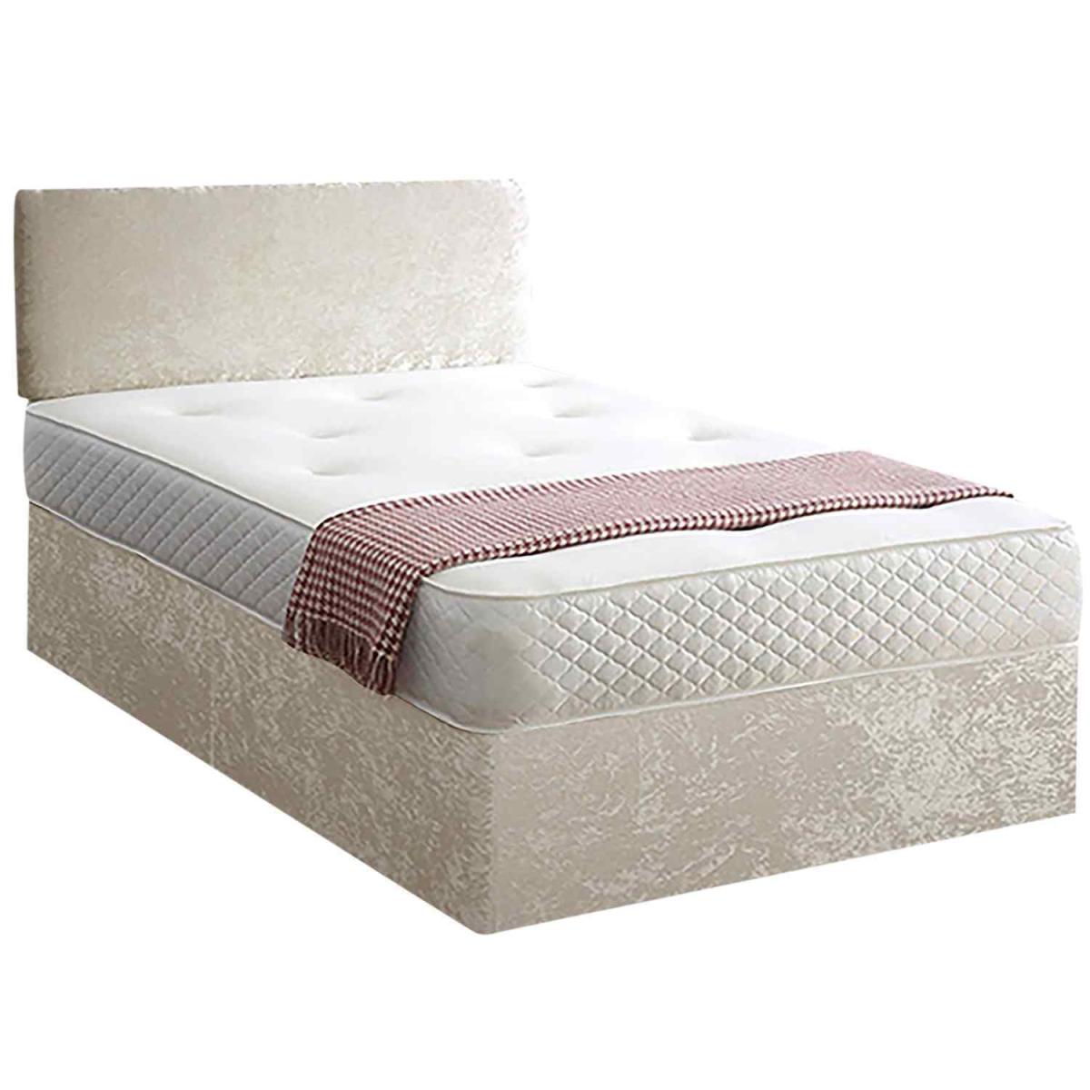 Loria Divan Bed Set with Headboard and Mattress - Chenille Fabric, Non Storage - Silver / King – image 10