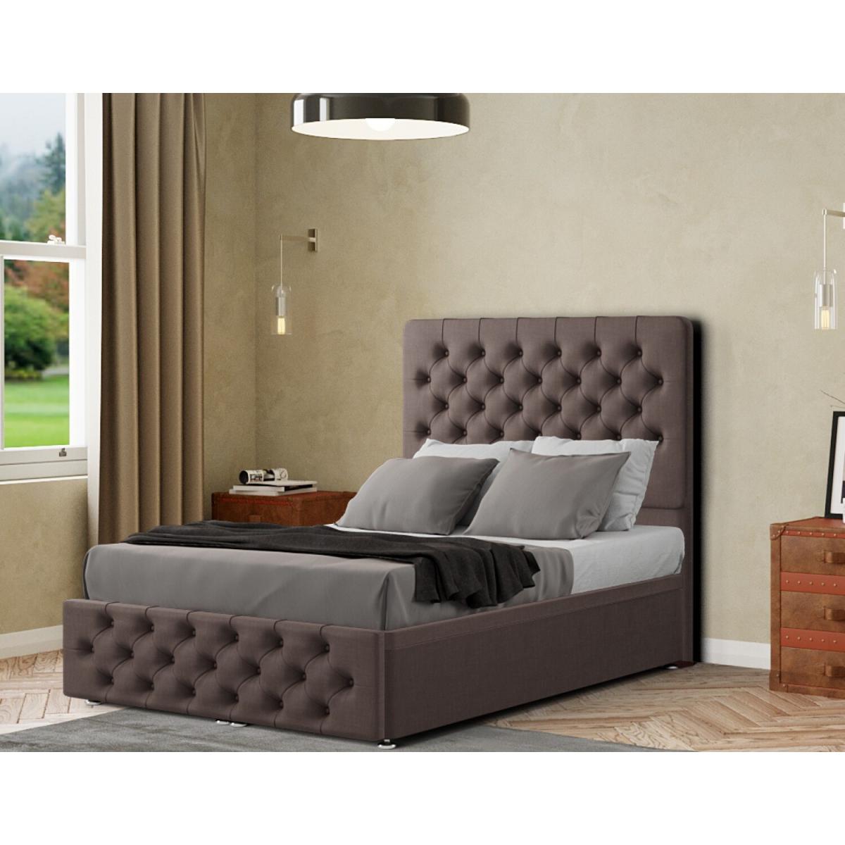 Mary Chesterfield Ottoman Bed Floor Standing Headboard Malham Weave - Slate / King – image 2