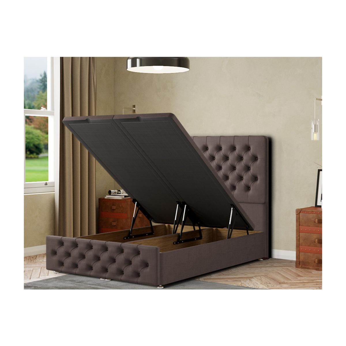 Mary Chesterfield Ottoman Bed Floor Standing Headboard Malham Weave - Slate / King – image 1