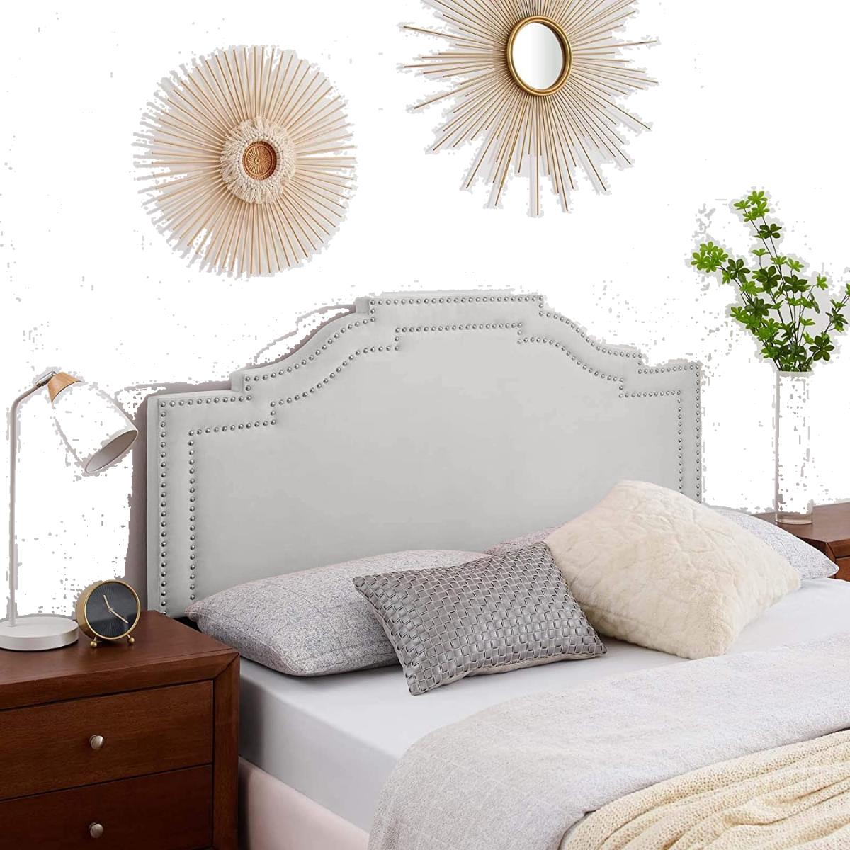 Enrico Plush 26 inch Strutted Headboard - Silver / King
