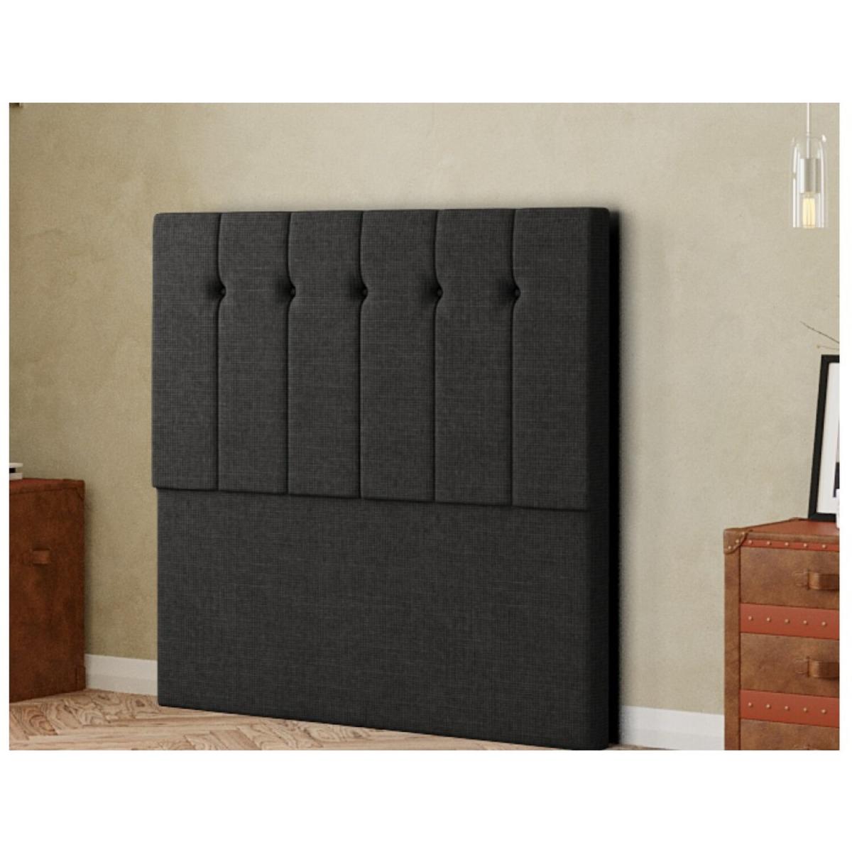 Highland Headboard Floor Standing Matching Buttons Linen - Black / King – image 2