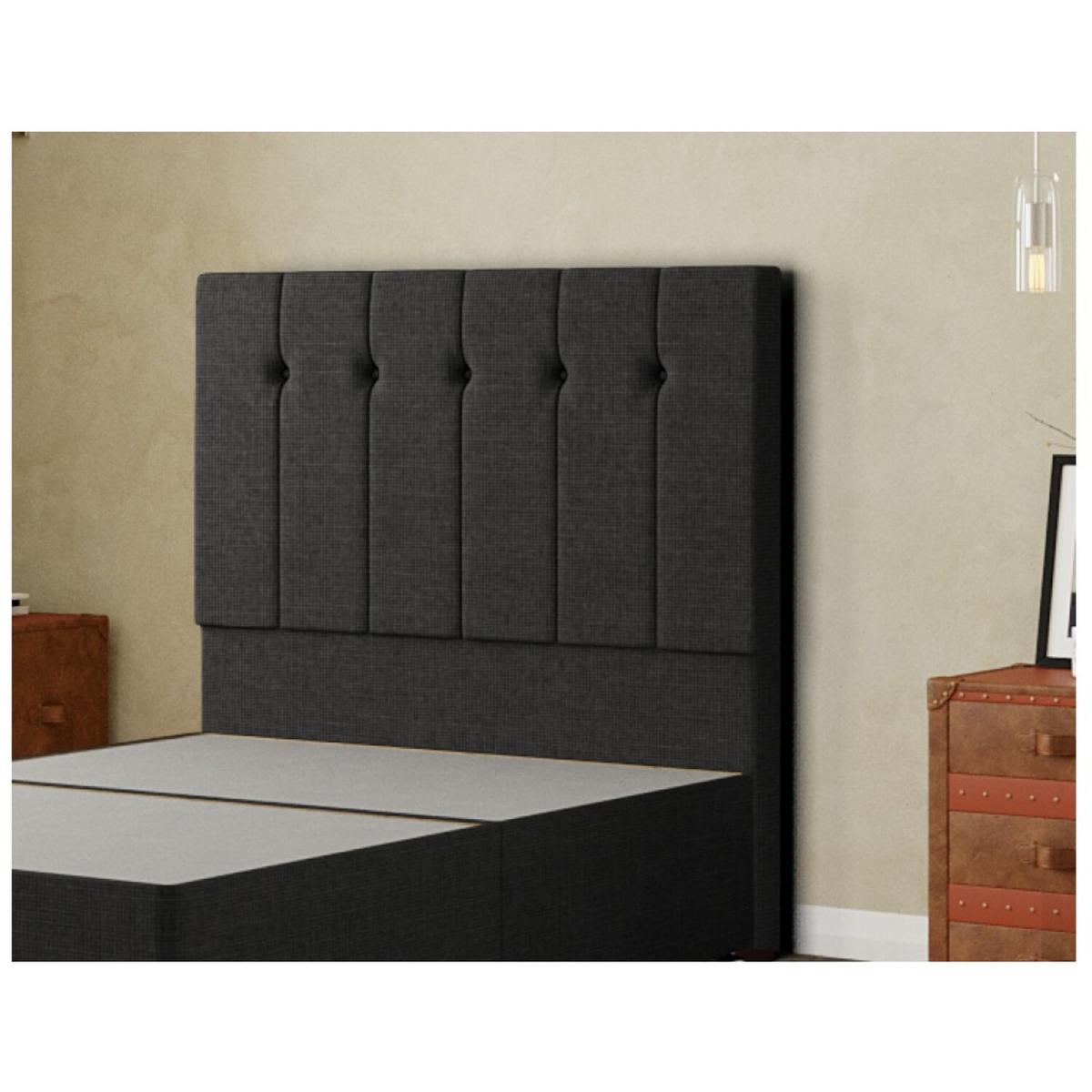 Highland Headboard Floor Standing Matching Buttons Linen - Black / King – image 3