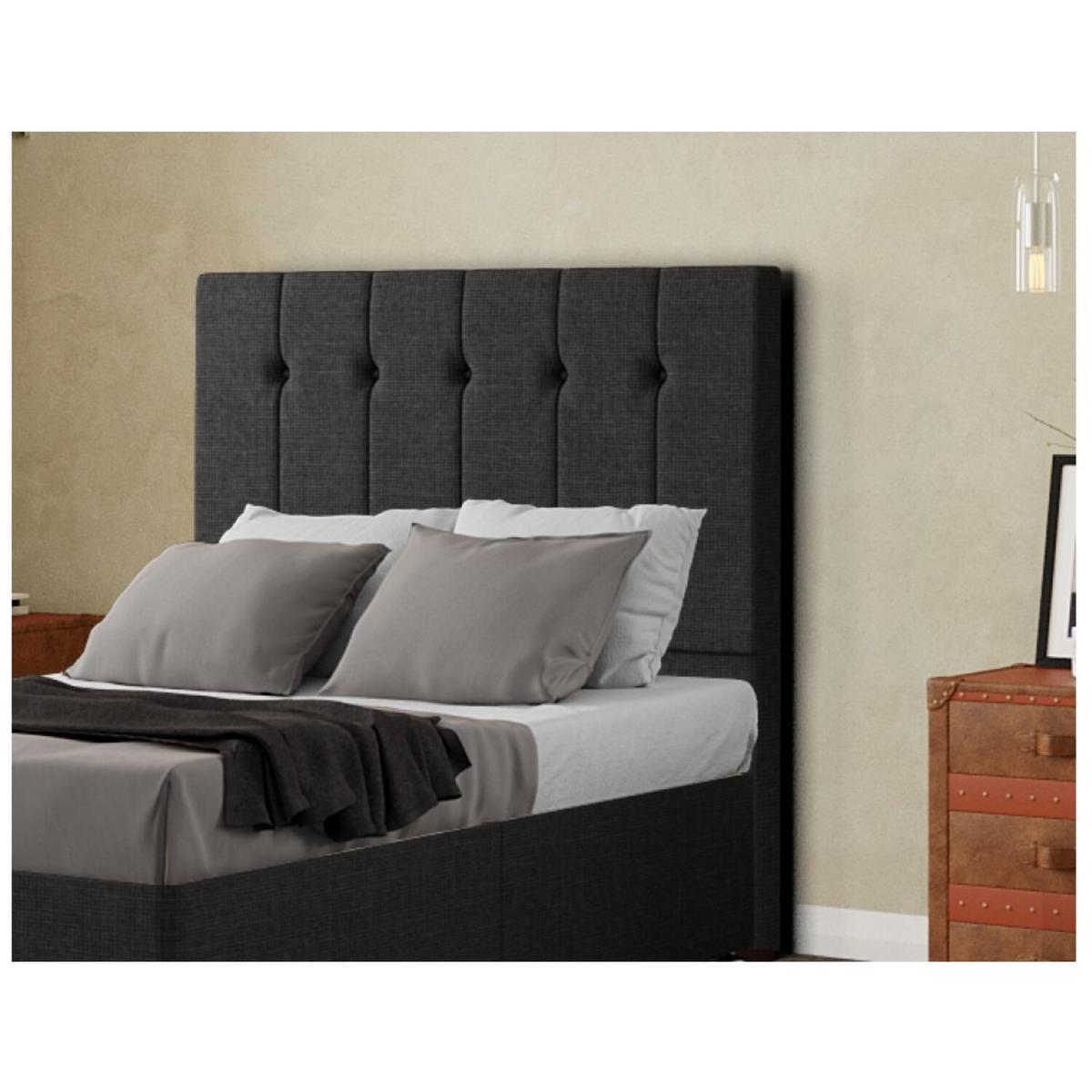 Highland Headboard Floor Standing Matching Buttons Linen - Black / King – image 4