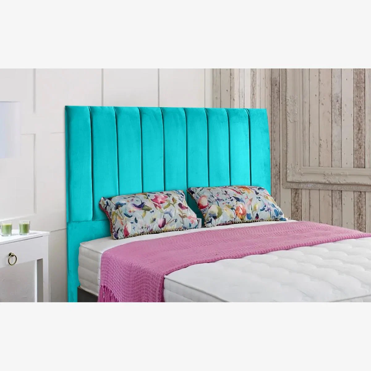 Ellie 54 inch Floorstanding Headboard Plush Velvet - Teal / King