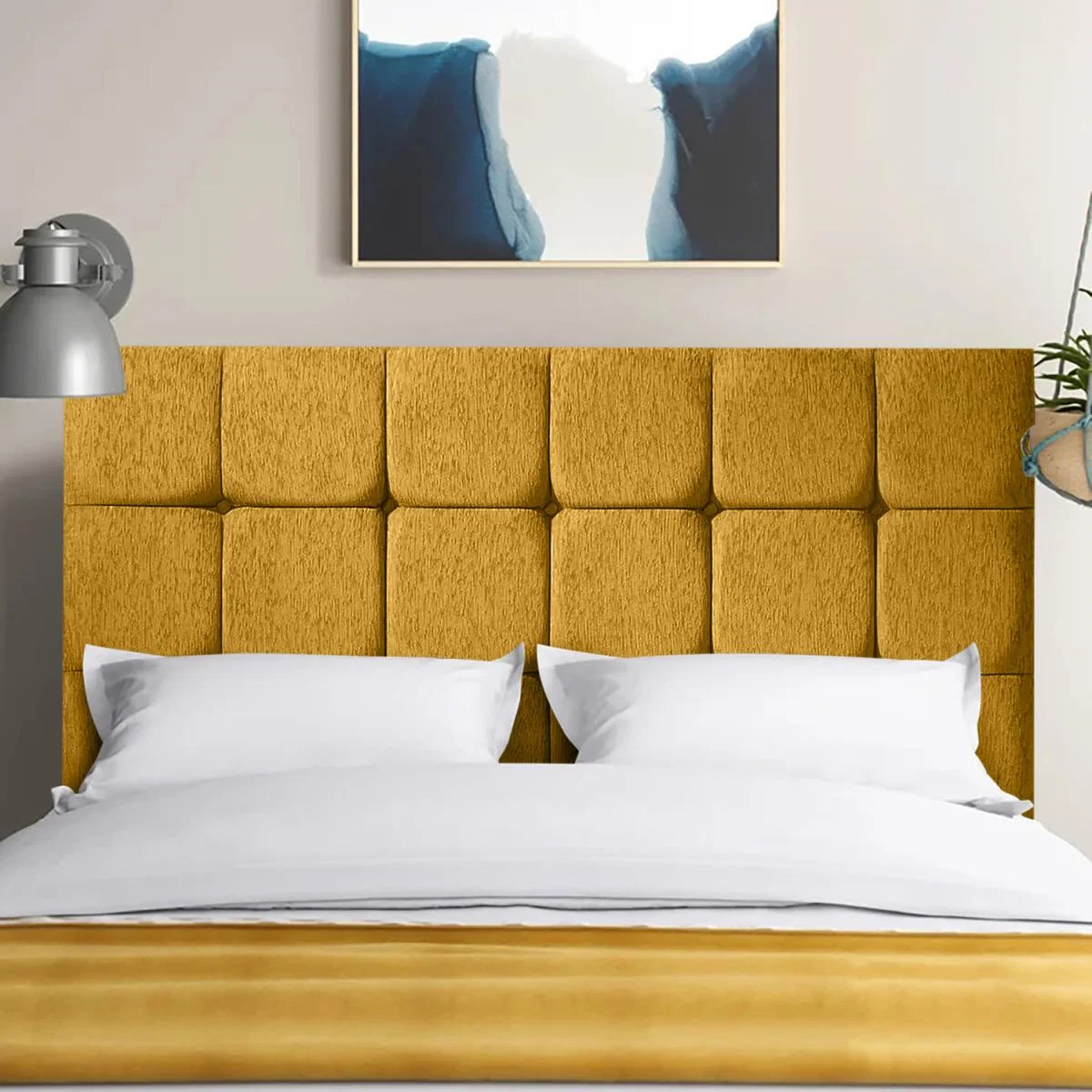Lexie 54 inch Floorstanding Headboard Plush Velvet - Mustard / King