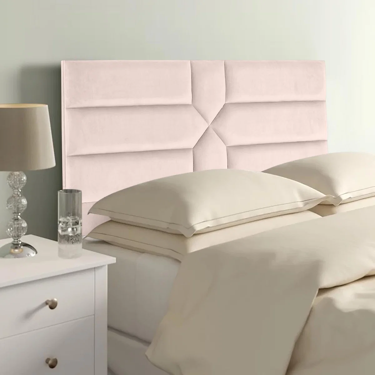 Newtown 54 inch Floorstanding Headboard Plush Velvet - Blush / King