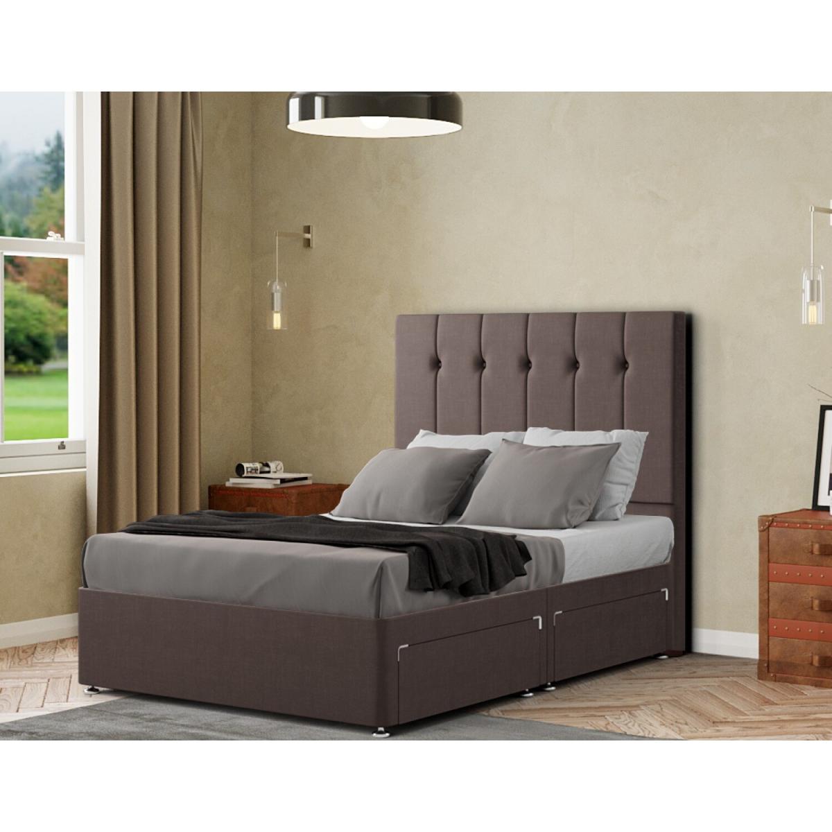 Highland Divan Bed 2 Drawers Floor Standing Headboard Malham Weave - Slate / King – image 2