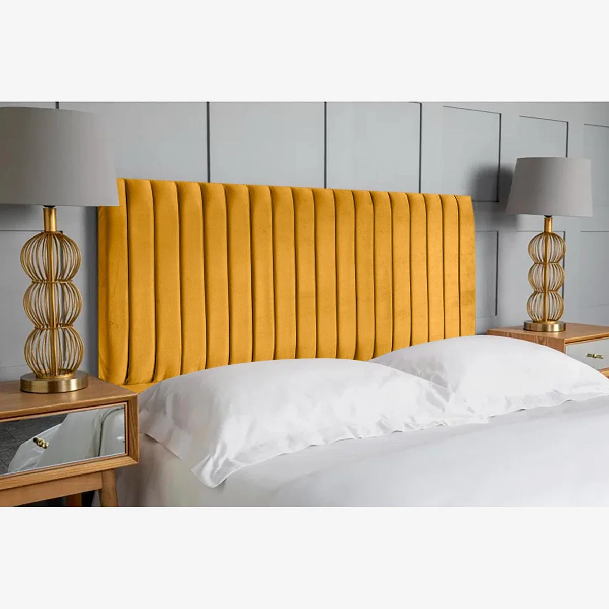 Oxford 54 inch Floorstanding Headboard Plush Velvet - Mustard / King