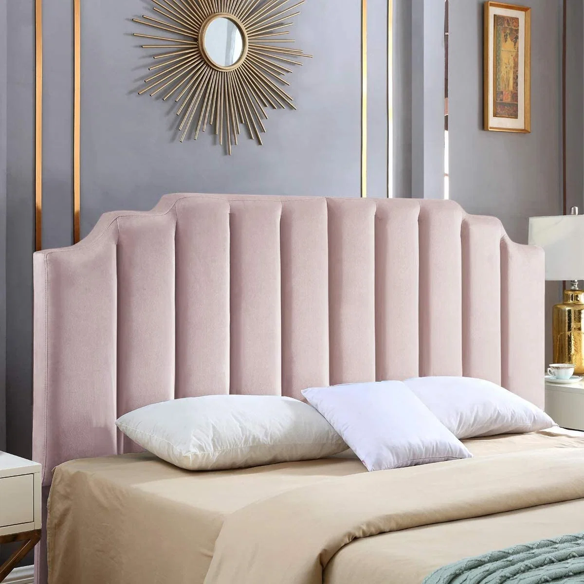 Rincon Plush 26 inch Strutted Headboard - Pink / King
