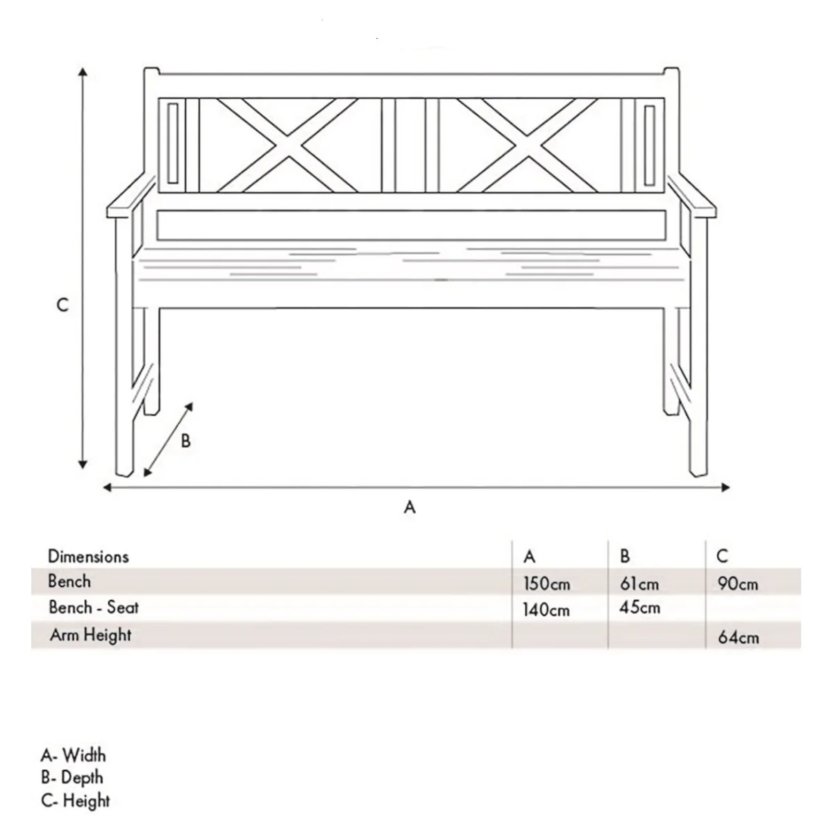 Pacific Cambridge 3 Seater Wooden Garden Bench - Natural – image 7