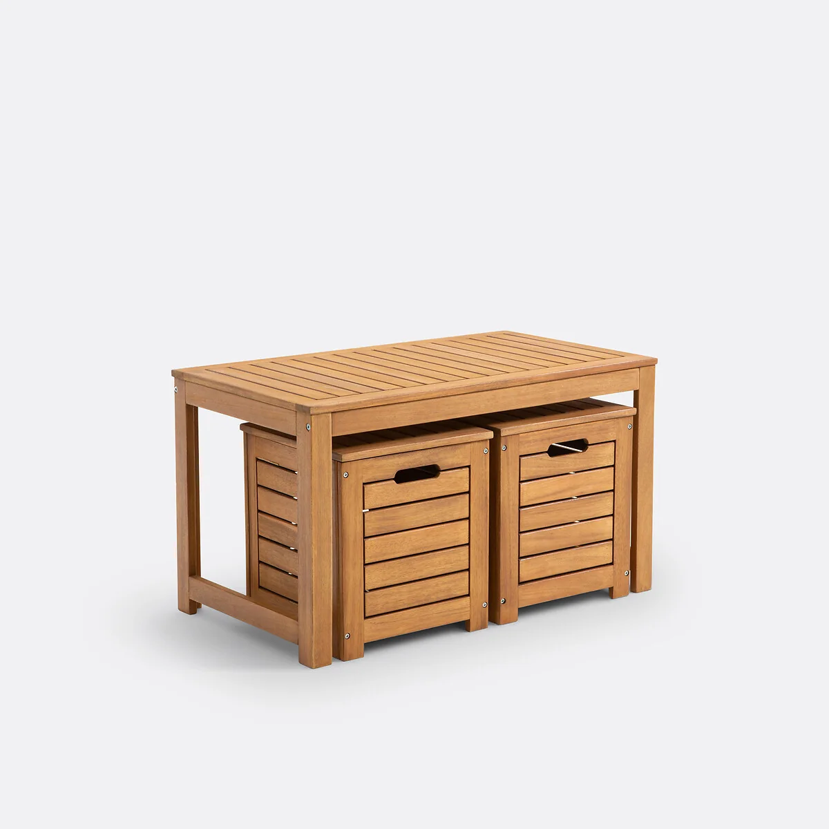 Garden Acacia Bench and Storage Chests – image 2