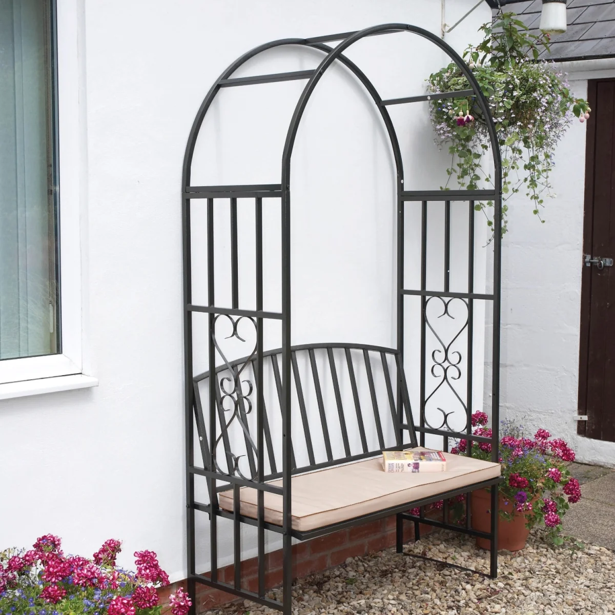 Huntingdon Garden Arch with Bench - Black / Gun Metal Grey – image 2