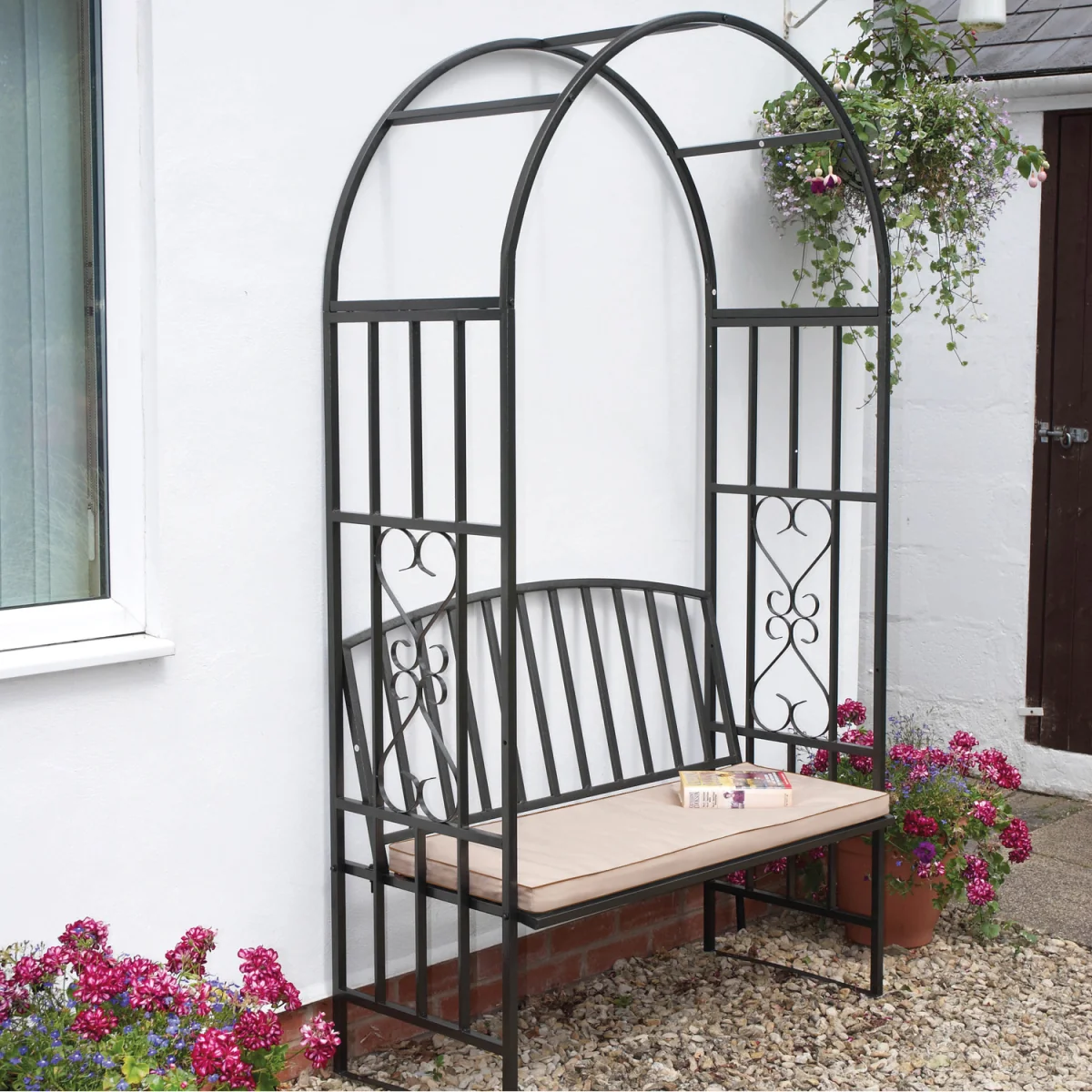 Huntingdon Garden Arch with Bench - Black / Gun Metal Grey – image 3
