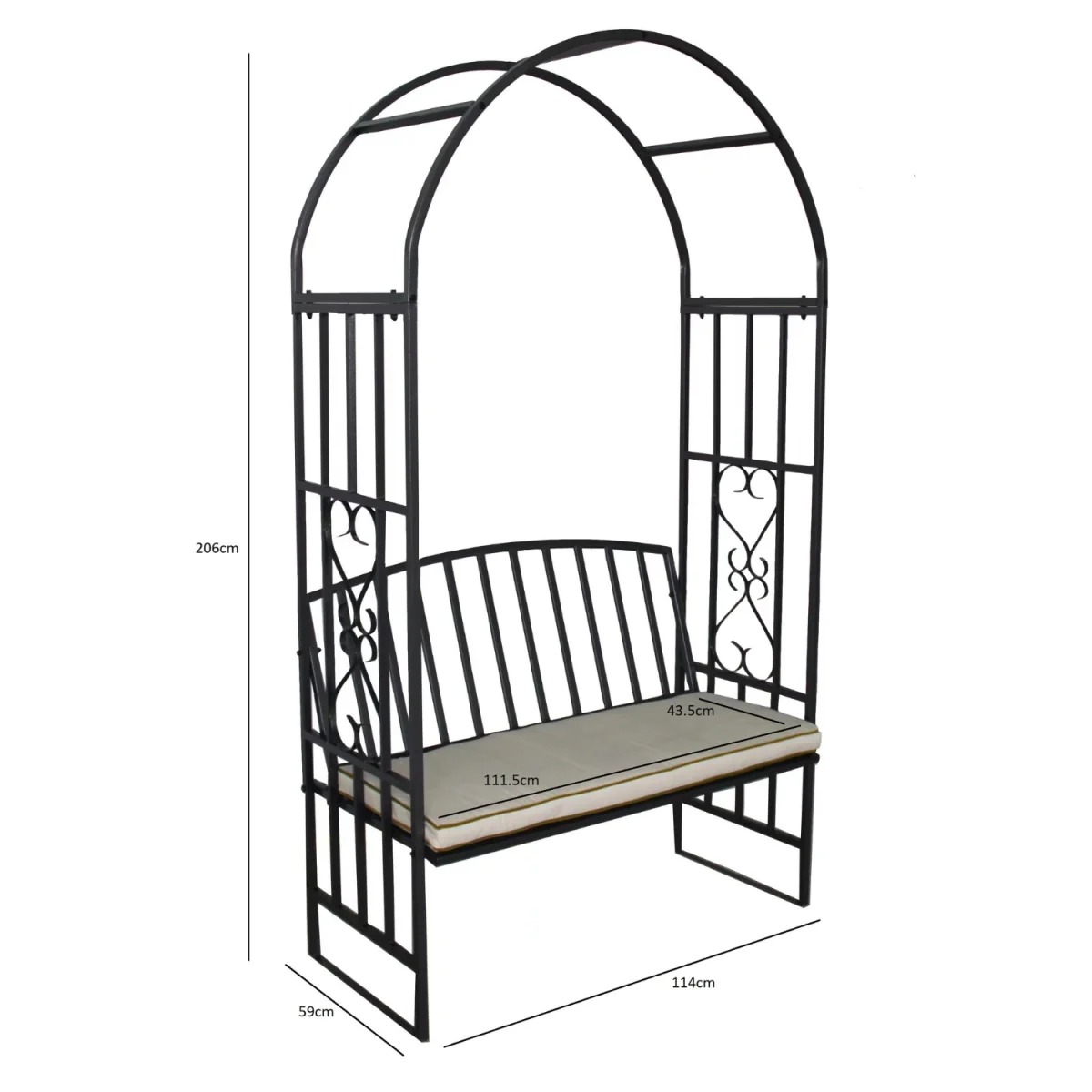 Huntingdon Garden Arch with Bench - Black / Gun Metal Grey – image 6