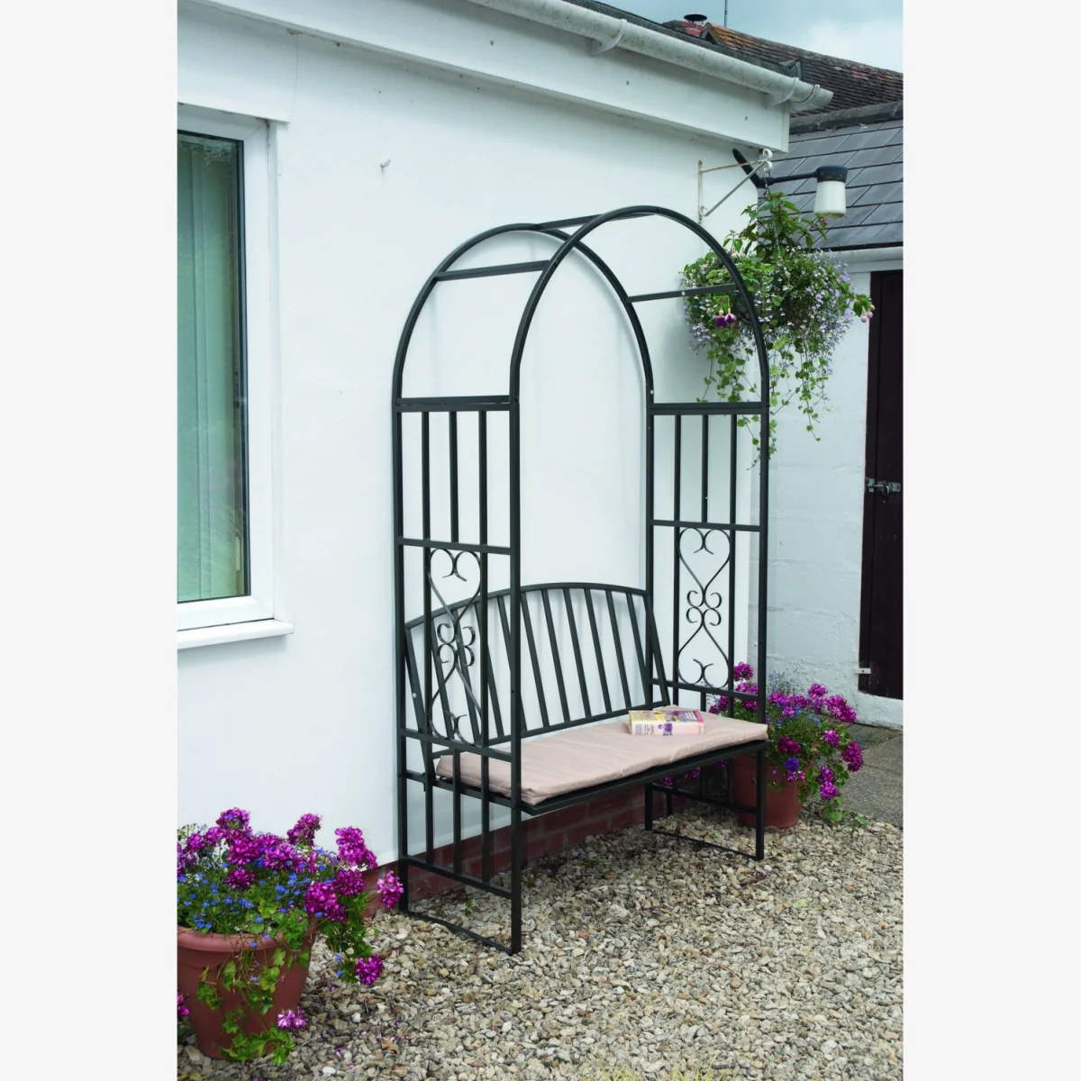 Huntingdon Garden Arch with Bench - Black / Gun Metal Grey – image 1