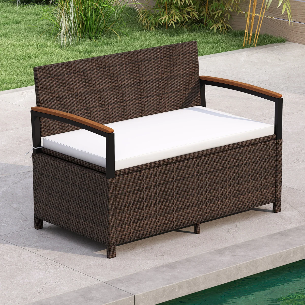 Outdoor Storage Bench Deck Box - White – image 2