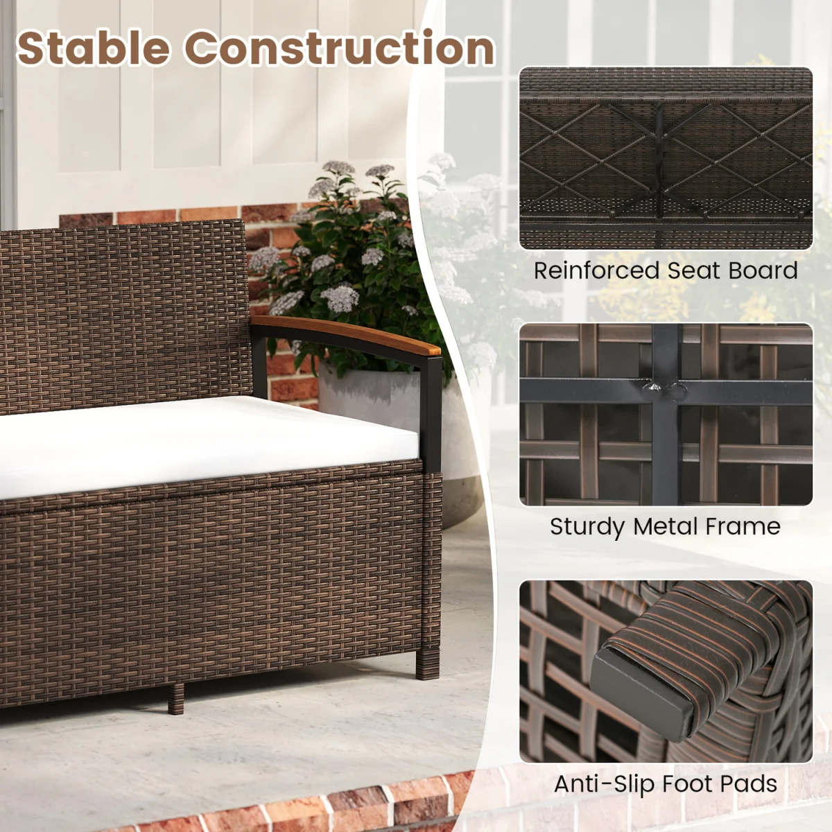 Outdoor Storage Bench Deck Box - White – image 4