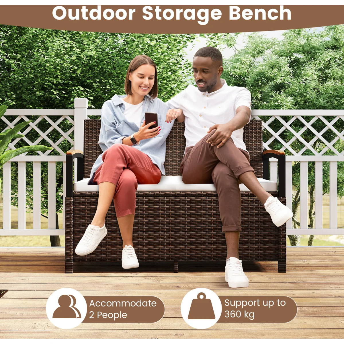 Outdoor Storage Bench Deck Box - White – image 6