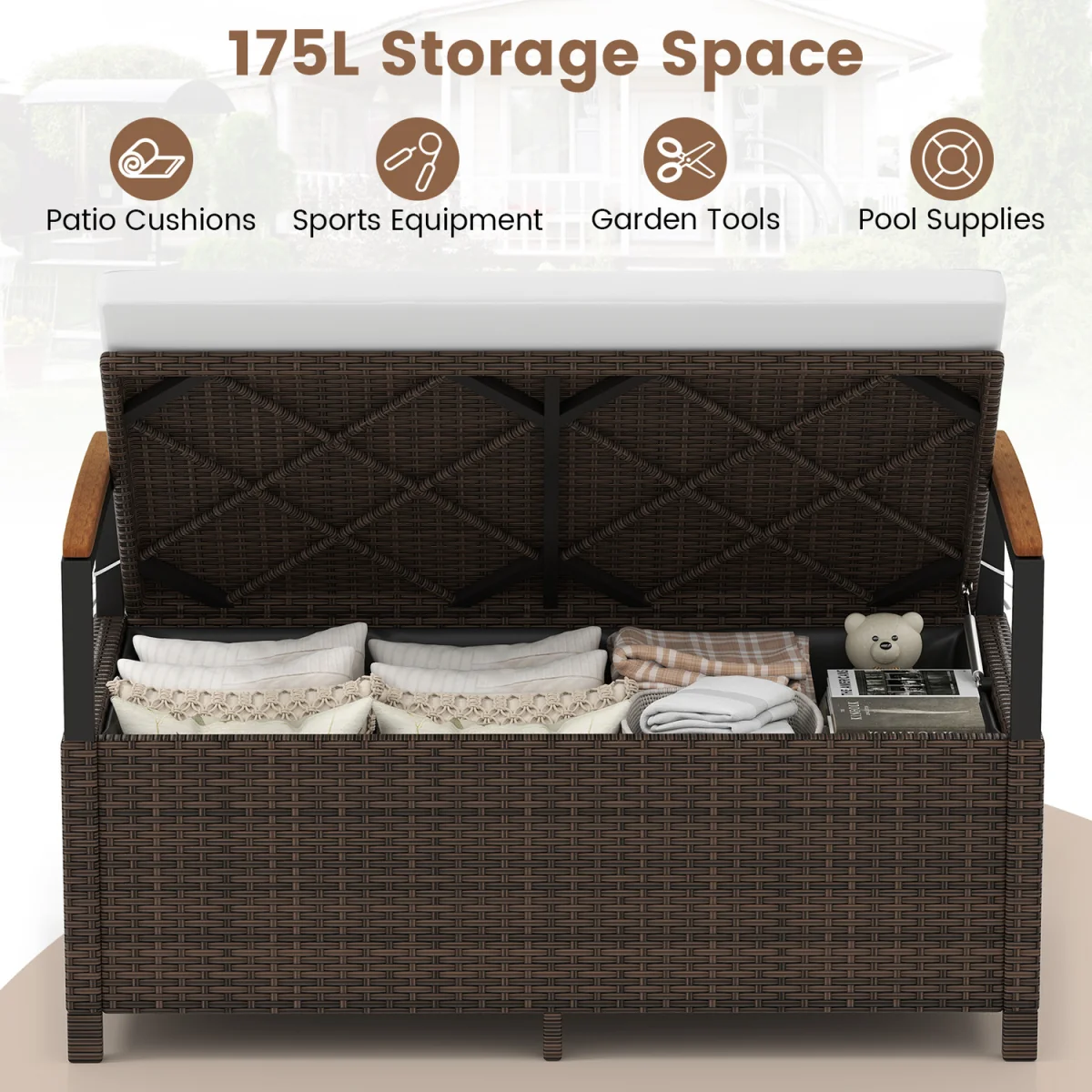 Outdoor Storage Bench Deck Box - White – image 7