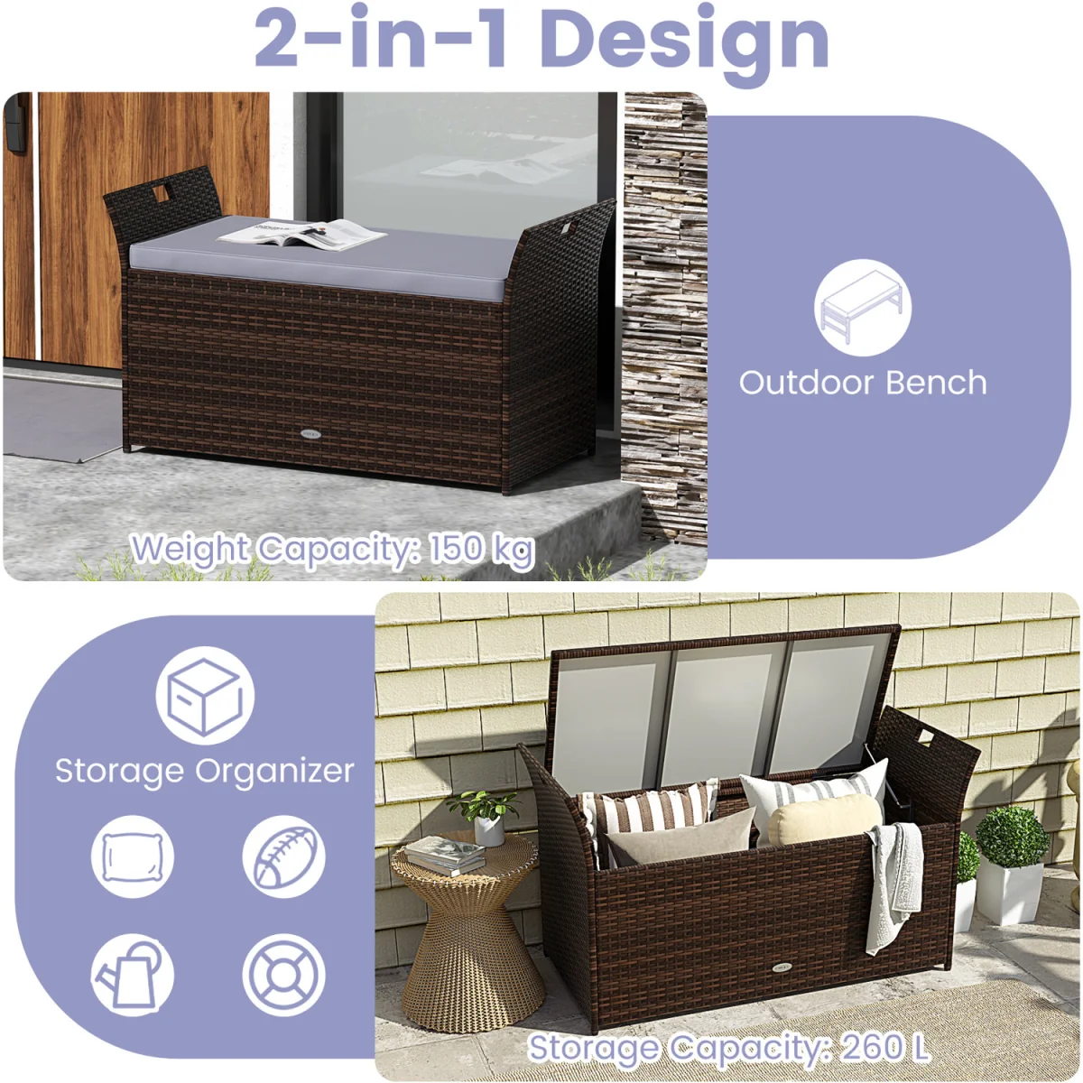 Outdoor Storage Bench - Grey – image 3
