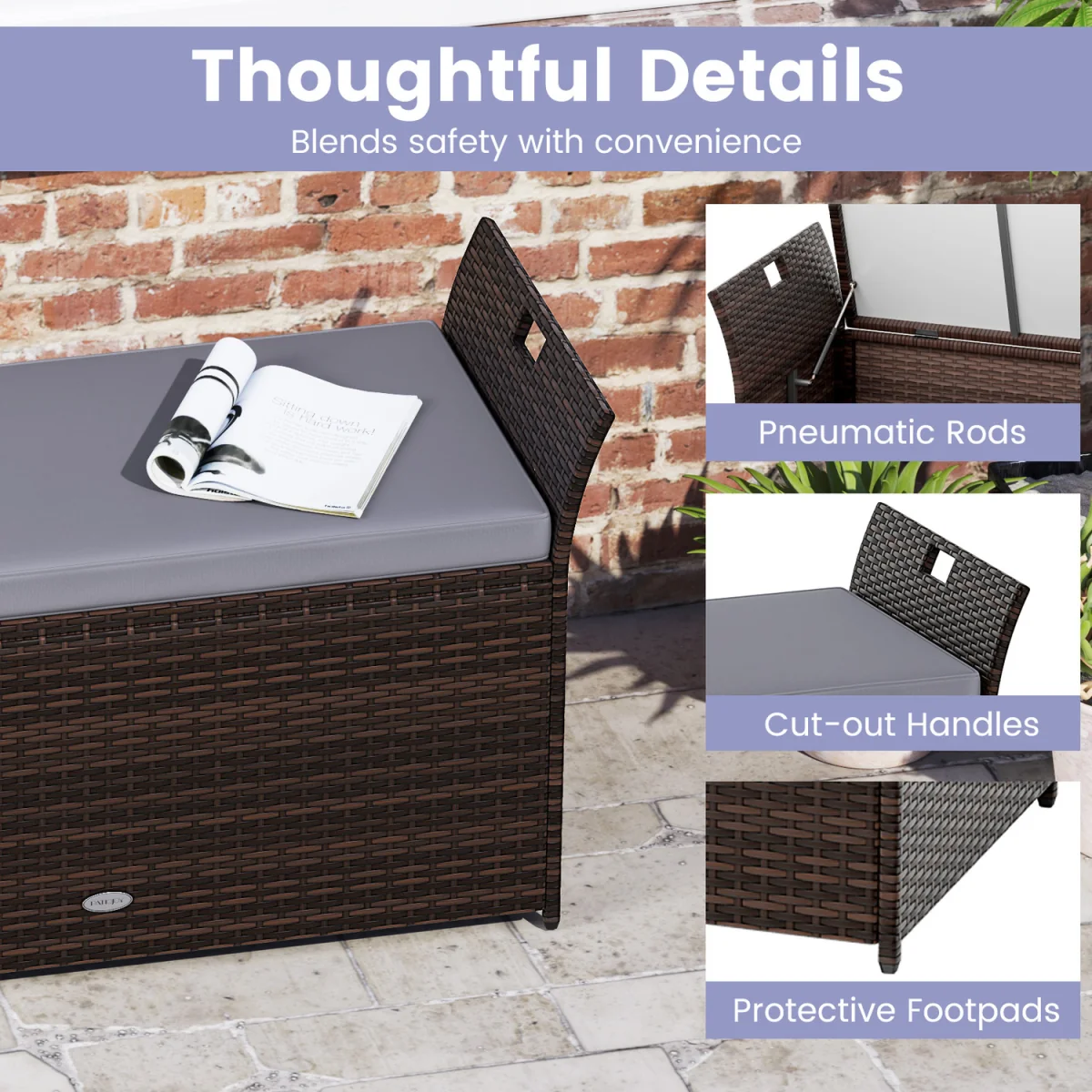 Outdoor Storage Bench - Grey – image 7